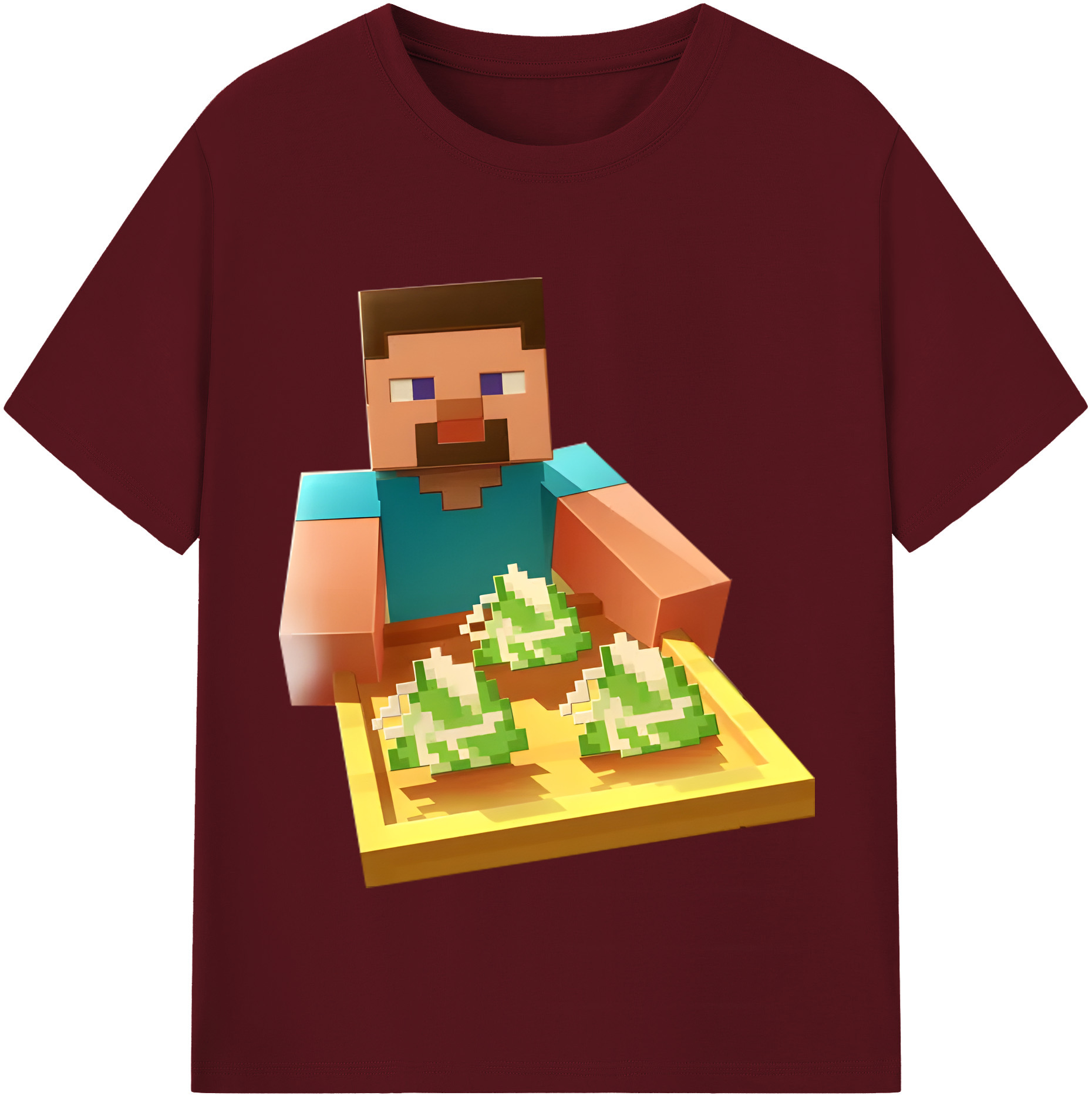 （画像用） マインクラフト ブロックの世界 Minecraft MC Block world 綿100％半袖Tシャツ（フロントプリント）